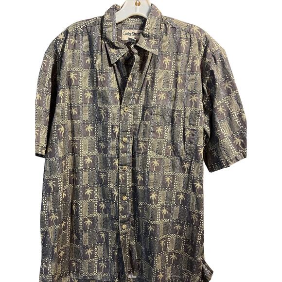 Cooke Street Honolulu Men’s L Tribal Print Short Sleeve Button Down Cotton Shirt - Picture 1 of 13